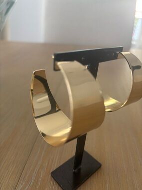 Polished Gold Wide Cuff Hoop Earrings - Women's Jewelry